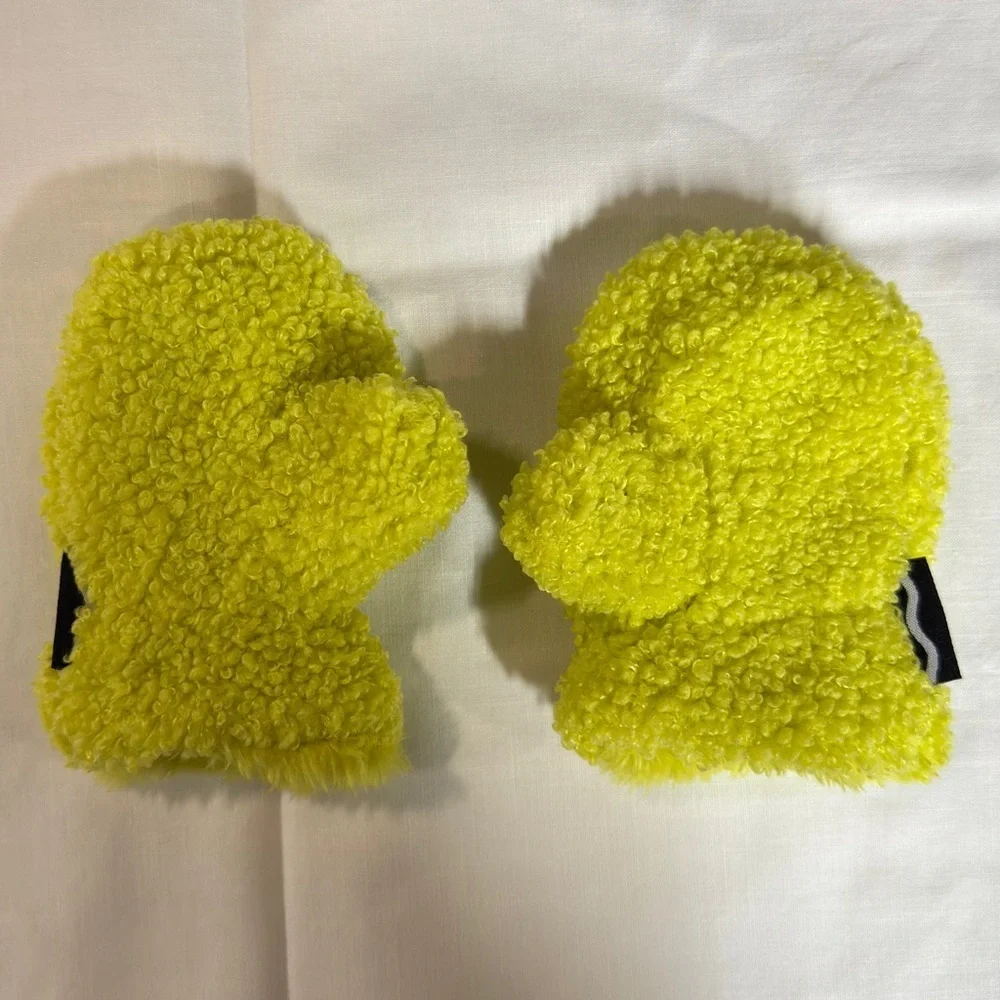 Toddler Neon Green Sherpa Fleece Mittens